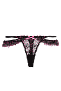 WWL Hot Pink Floral Embroidered Thong